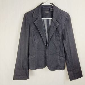 Nicole by Nicole Miller black denim tailored blazer Size 8 Classic Officecore